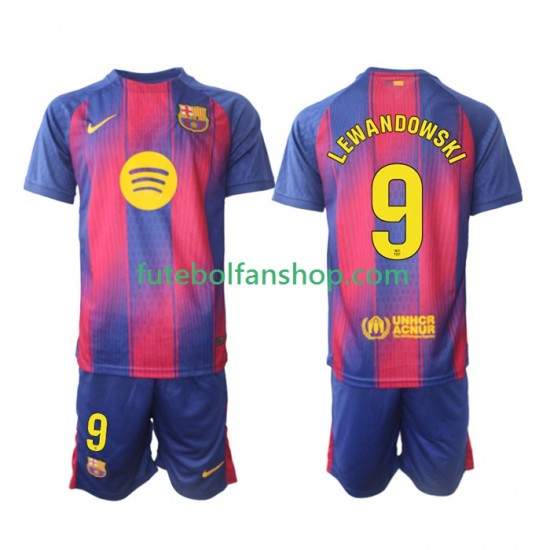 Camisola Principal FC Barcelona Robert Lewandowski 9 Época 2025/2026 Manga Curta ,Criança