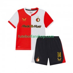 Camisola Principal Feyenoord Rotterdam Sem Steijn 14 Época 2025/2026 Manga Curta ,Criança