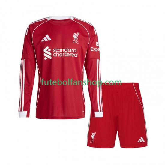 Camisola Principal Liverpool Época 2025/2026 Manga Comprida ,Criança