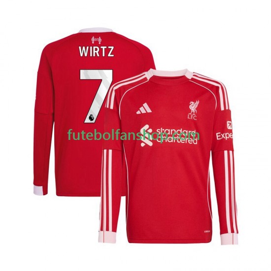 Camisola Principal Liverpool Florian Wirtz 7 Época 2025/2026 Manga Comprida ,Homem Camisola Principal Liverpool Florian Wirtz 7 Época 2025/2026 Manga Comprida ,Homem
