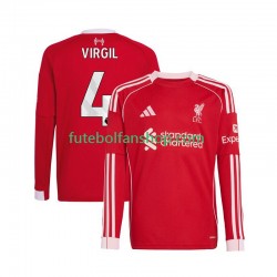 Camisola Principal Liverpool Virgil van Dijk 4 Época 2025/2026 Manga Comprida ,Homem