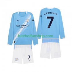 Camisola Principal Manchester City Omar Marmoush 7 Época 2025/2026 Manga Comprida ,Criança