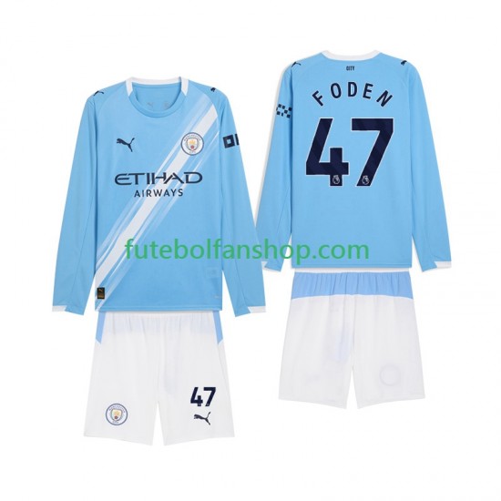 Camisola Principal Manchester City Phil Foden 47 Época 2025/2026 Manga Comprida ,Criança