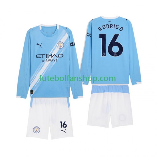 Camisola Principal Manchester City Rodrigo Hernandez 16 Época 2025/2026 Manga Comprida ,Criança