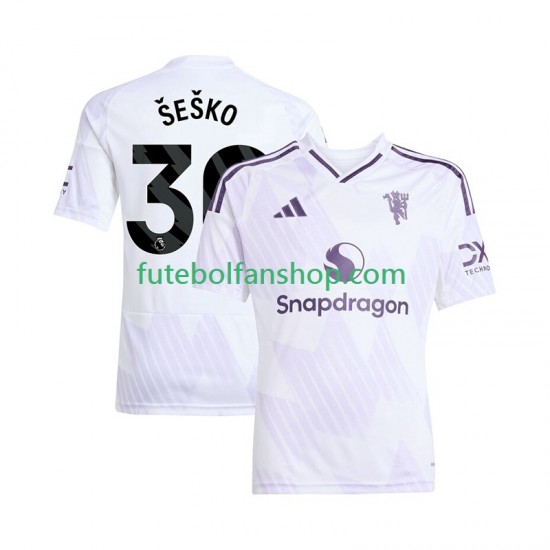 Camisola Alternativo Manchester United Benjamin Sesko 30 Época 2025/2026 Manga Curta ,Homem Camisola Alternativo Manchester United Benjamin Sesko 30 Época 2025/2026 Manga Curta ,Homem