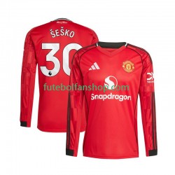 Camisola Principal Manchester United Benjamin Sesko 30 Época 2025/2026 Manga Comprida ,Homem