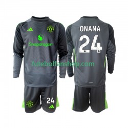 Camisola Alternativo Guarda-redes Manchester United Andre Onana 24 Época 2025/2026 Manga Comprida ,Criança