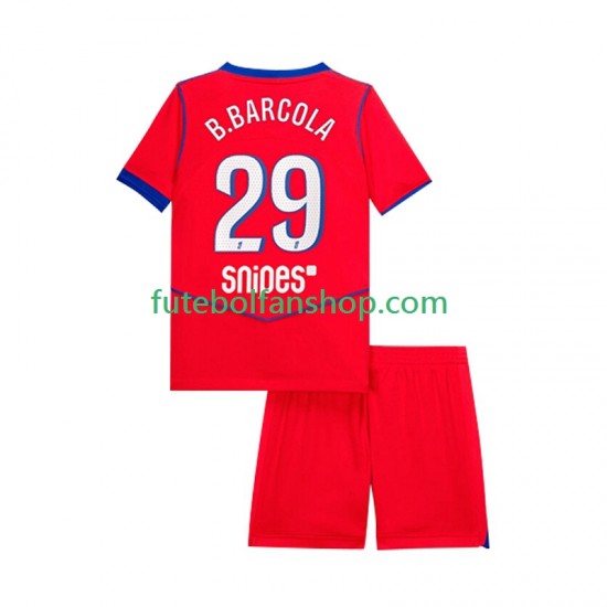 Camisola Alternativa (2ª) Paris Saint-Germain Bradley Barcola 29 Época 2025/2026 Manga Curta ,Criança