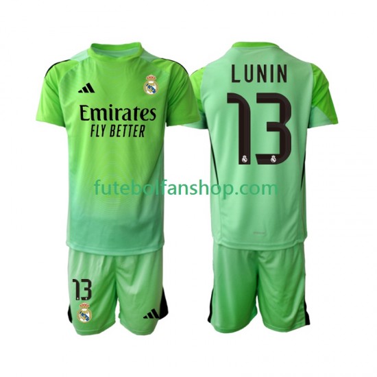 Camisola Alternativo Guarda-redes Real Madrid Andriy Lunin 13 Época 2025/2026 Manga Curta ,Criança