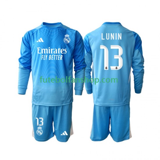 Camisola Principal Guarda-redes Real Madrid Andriy Lunin 13 Época 2025/2026 Manga Comprida ,Criança Camisola Principal Guarda-redes Real Madrid Andriy Lunin 13 Época 2025/2026 Manga Comprida ,Criança