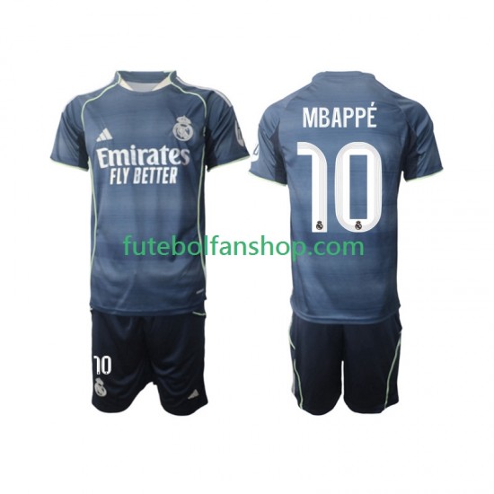 Camisola Alternativo Real Madrid Kylian Mbappe 10 Época 2025/2026 Manga Curta ,Criança