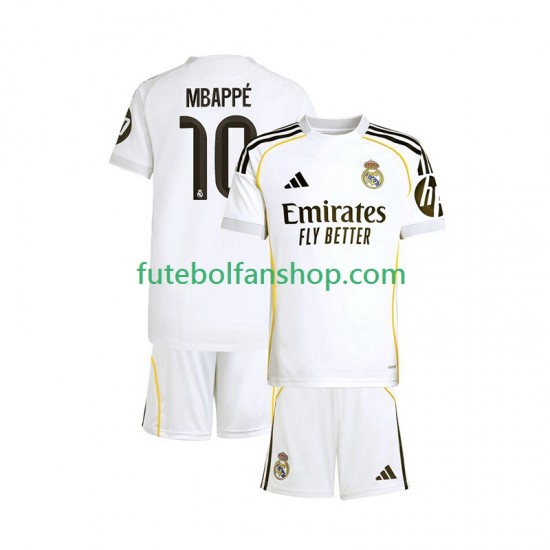 Camisola Principal Real Madrid Kylian Mbappe 10 Época 2025/2026 Manga Curta ,Criança