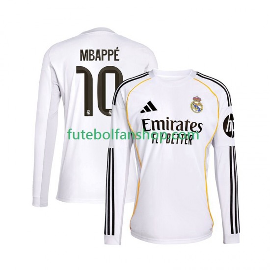 Camisola Principal Real Madrid Kylian Mbappe 10 Época 2025/2026 Manga Comprida ,Homem Camisola Principal Real Madrid Kylian Mbappe 10 Época 2025/2026 Manga Comprida ,Homem
