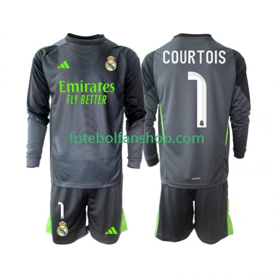 Camisola Alternativa (2ª) Real Madrid Thibaut Courtois 1 Época 2025/2026 Manga Comprida ,Criança