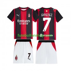 Camisola Principal AC Milan Gimenez 7 Época 2026/2027 Manga Curta ,Criança