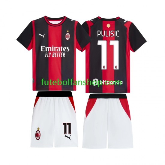 Camisola Principal AC Milan Pulisic 11 Época 2026/2027 Manga Curta ,Criança