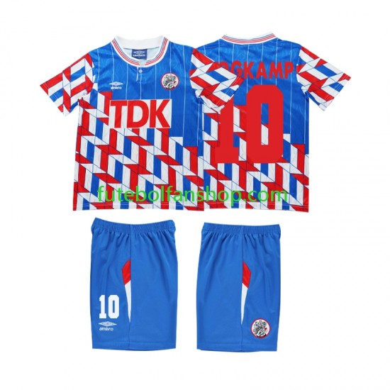 Camisola Alternativo AFC Ajax BERGKAMP 10 Retro 1989 1990 Manga Comprida ,Criança