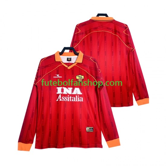 Camisola Principal AS Roma Retro 1999 2000 Manga Comprida ,Homem