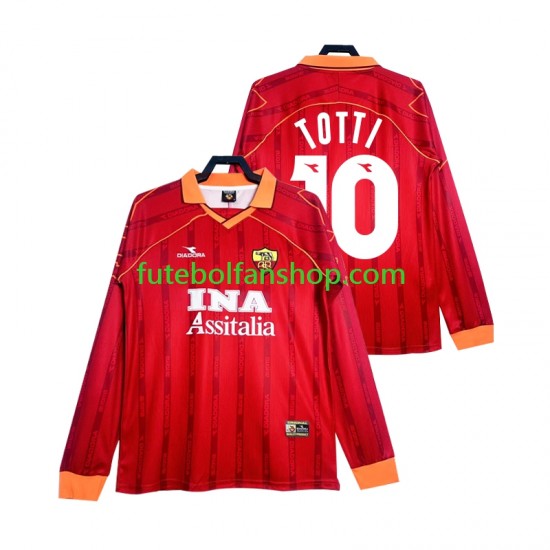 Camisola Principal AS Roma Totti 10 Retro 1999 2000 Manga Comprida ,Homem