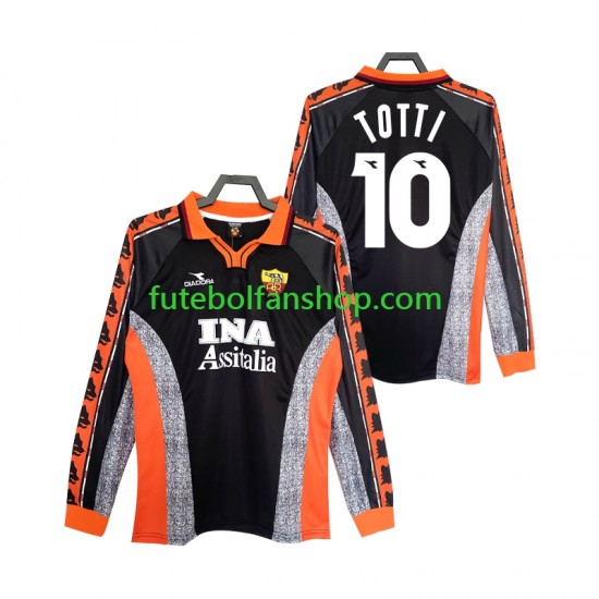 Camisola Alternativa (2ª) AS Roma Totti 10 Retro 1998 1999 Manga Comprida ,Homem