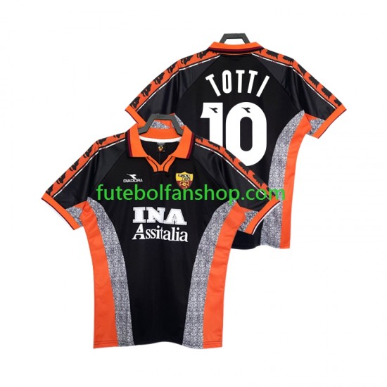 Camisola Alternativa (2ª) AS Roma Totti 10 Retro 1998 1999 Manga Curta ,Homem