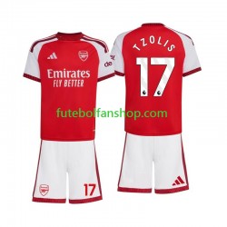 Camisola Principal Arsenal Christos Tzolis 17 Época 2026/2027 Manga Curta ,Criança