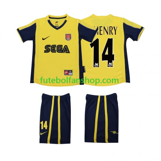 Camisola Alternativo Arsenal Thierry Henry 14 Retro 2000 2001 Manga Curta ,Criança