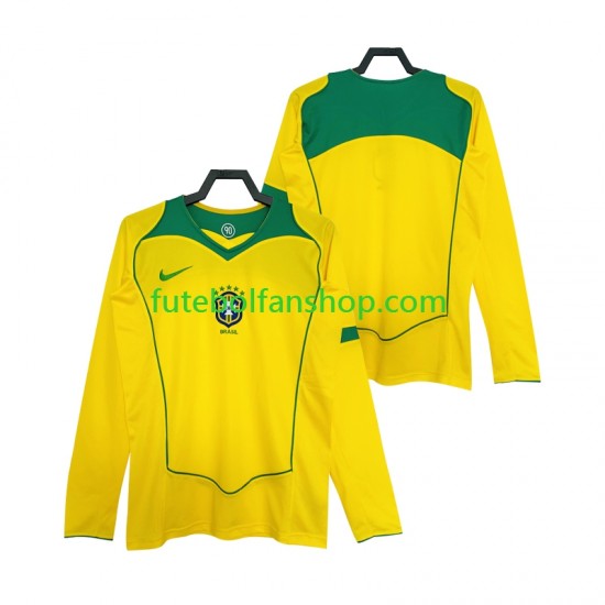 Camisola Principal Seleção Brasileira Retro 2004 Manga Comprida ,Homem