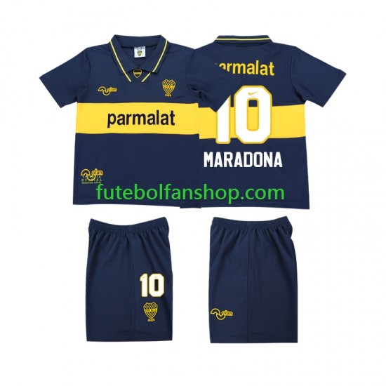 Camisola Principal CA Boca Juniors MARADONA 10 Retro 1993 1995 Manga Curta ,Criança