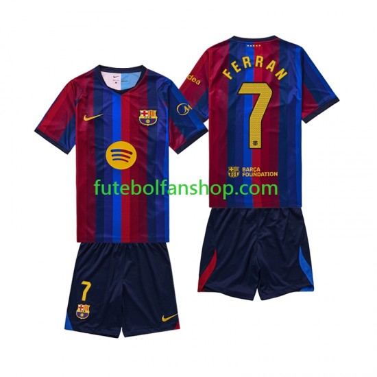 Camisola Principal FC Barcelona Ferran Torres 7 Época 2026/2027 Manga Curta ,Criança