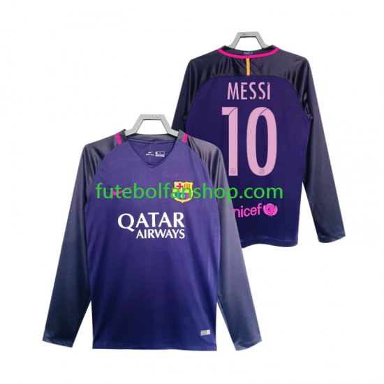 Camisola Alternativo FC Barcelona Lionel Messi 10 Retro 2016 2017 Manga Comprida ,Homem