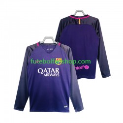 Camisola Alternativo FC Barcelona Retro 2016 2017 Manga Comprida ,Homem