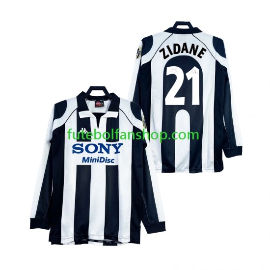 Camisola Principal Juventus ZIDANE 21 Retro 1997 1998 Manga Comprida ,Homem