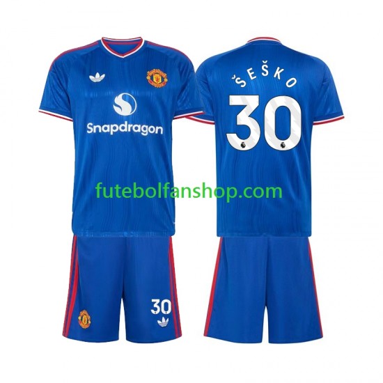 Camisola Alternativo Manchester United Benjamin Sesko 30 Época 2026/2027 Manga Curta ,Criança