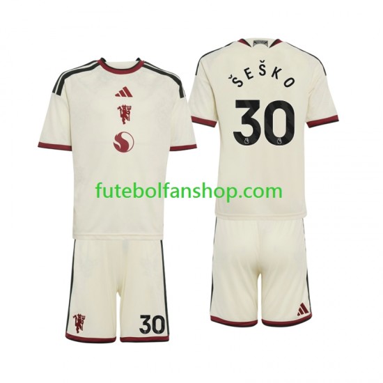 Camisola Alternativa (2ª) Manchester United Benjamin Sesko 30 Época 2026/2027 Manga Curta ,Criança