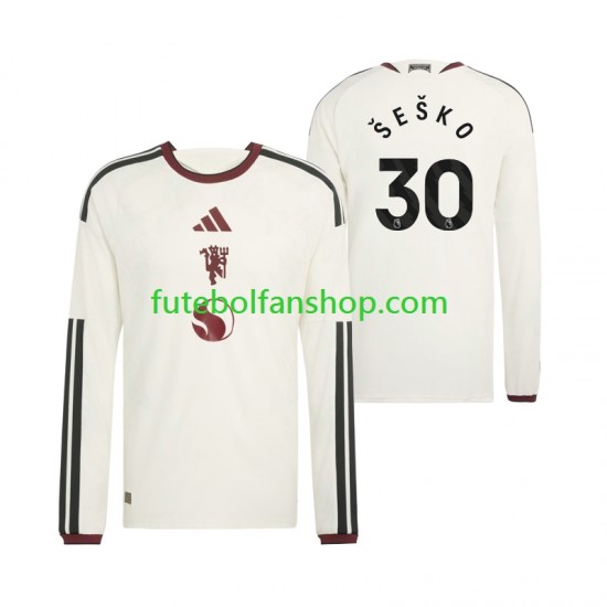 Camisola Alternativa (2ª) Manchester United Benjamin Sesko 30 Época 2026/2027 Manga Comprida ,Homem