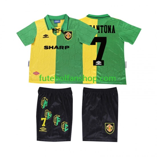 Camisola Alternativa (2ª) Manchester United CANTONA 7 Retro 1992 1994 Manga Curta ,Criança