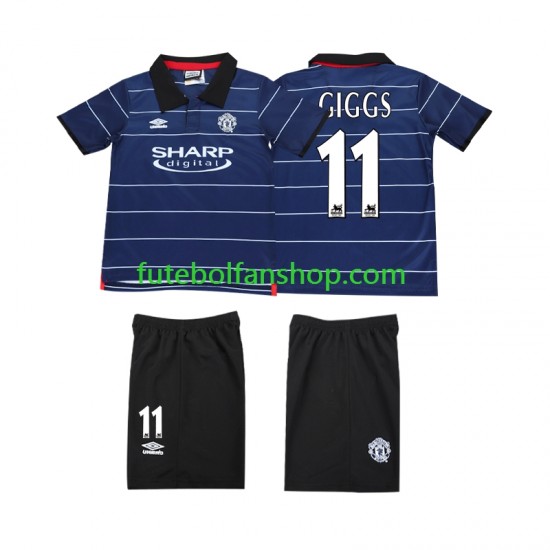 Camisola Alternativo Manchester United GIGGS 11 Retro 1999 2000 Manga Curta ,Criança