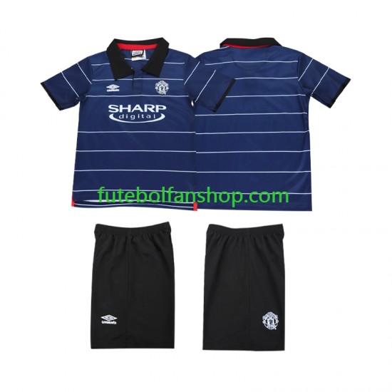 Camisola Alternativo Manchester United Retro 1999 2000 Manga Curta ,Criança