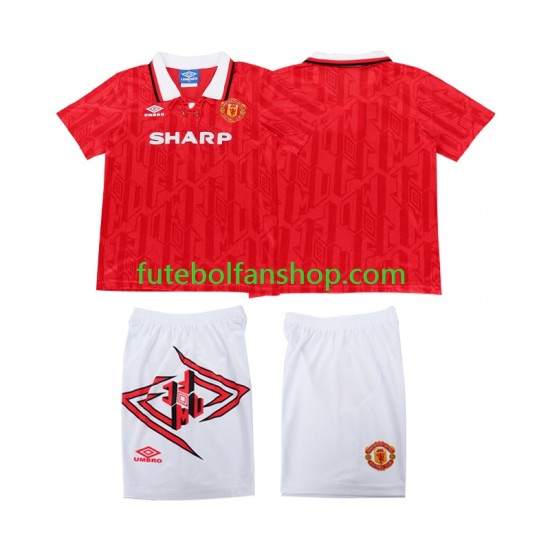 Camisola Principal Manchester United Retro 1993 1994 Manga Curta ,Criança