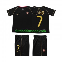 Camisola Alternativo Seleção Portuguesa FIGO 7 Retro 2006 Manga Curta ,Criança