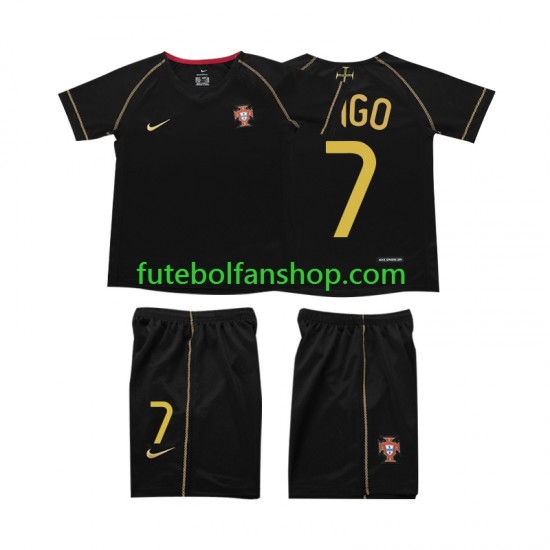 Camisola Alternativo Seleção Portuguesa FIGO 7 Retro 2006 Manga Curta ,Criança