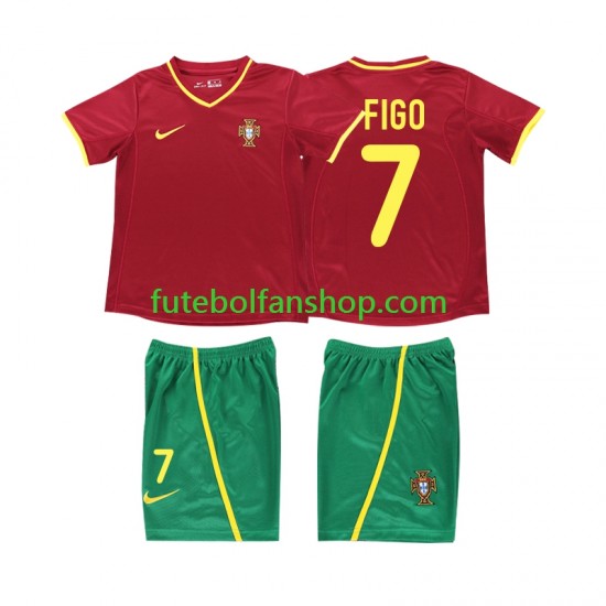 Camisola Principal Seleção Portuguesa FIGO 7 Retro 2002 Manga Curta ,Criança