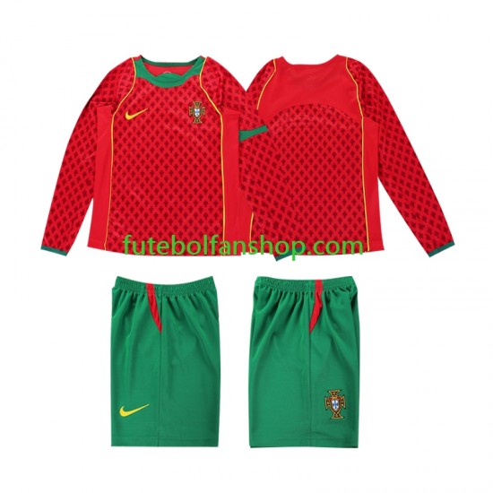 Camisola Principal Seleção Portuguesa Retro 2004 Manga Comprida ,Criança