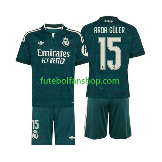 Camisola Alternativo Real Madrid Arda Guler 15 Época 2026/2027 Manga Curta ,Criança