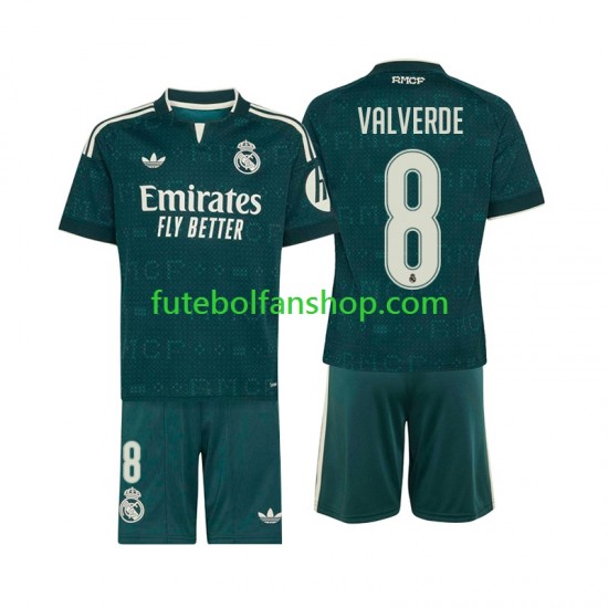 Camisola Alternativo Real Madrid Federico Valverde 8 Época 2026/2027 Manga Curta ,Criança