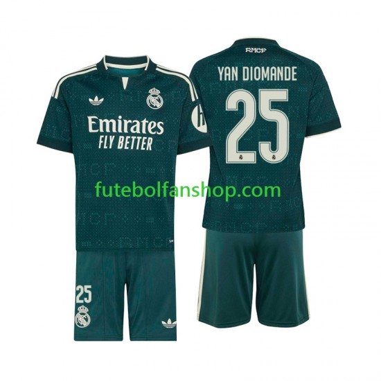 Camisola Alternativo Real Madrid Yan Diomande 25 Época 2026/2027 Manga Curta ,Criança