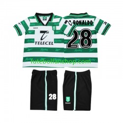 Camisola Principal Sporting CP Cristiano Ronaldo 28 Retro 1999 2000 Manga Curta ,Criança