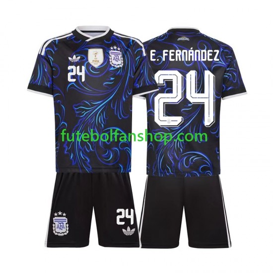 Camisola Alternativo Seleção Argentina Enzo Fernandez 24 World Cup 2026 Manga Curta ,Criança