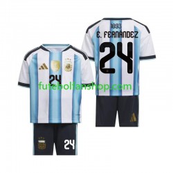 Camisola Principal Seleção Argentina Enzo Fernandez 24 World Cup 2026 Manga Curta ,Criança